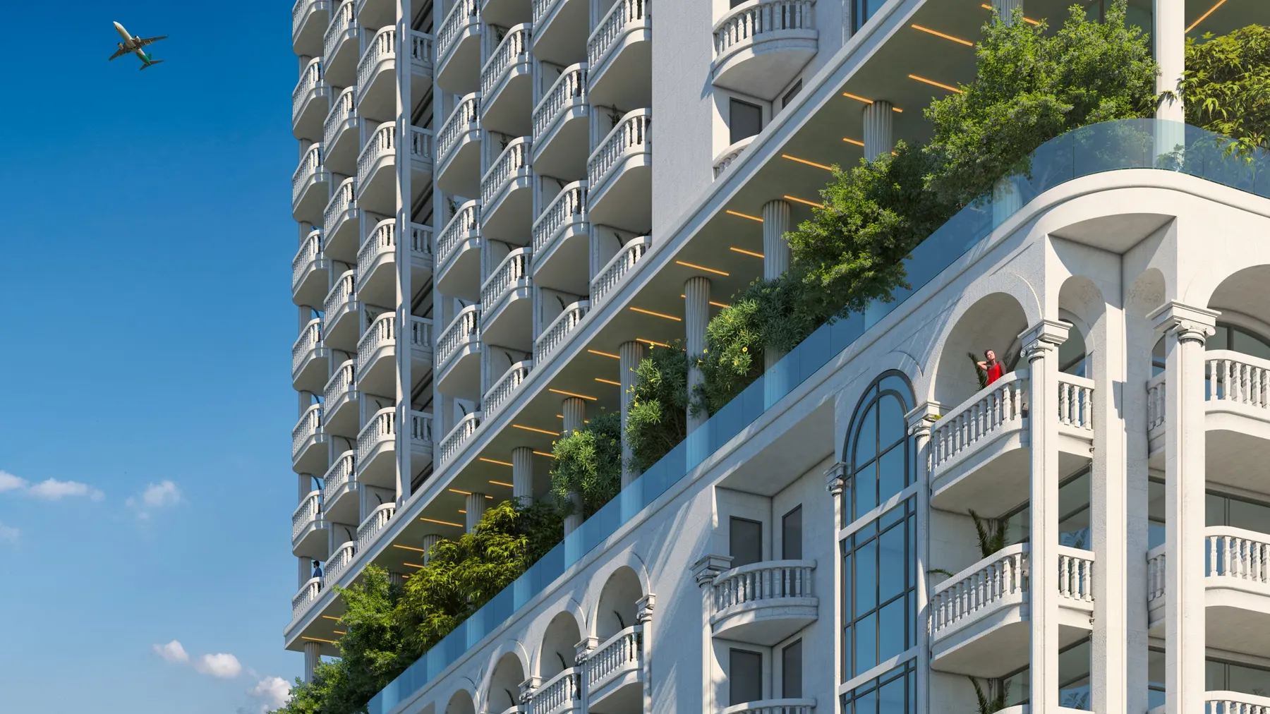 Корпус Aqua: фасад 20-этажной башни